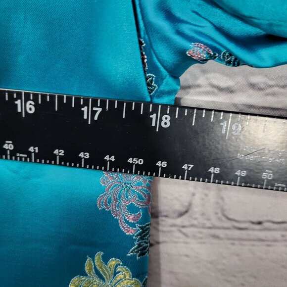 Vtg Solz Squirrel Aqua Blue Floral Reversible Kimono Embroidered Jacket Medium - Picture 5 of 9